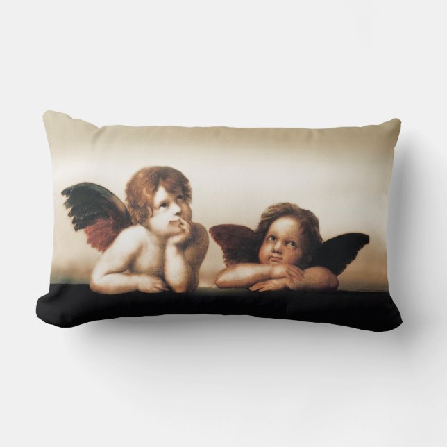 Coussin Rectangle Pensée d'anges de Sistine Madonna (Recto)