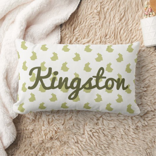 Coussin Rectangle Pépinière de lapin blanc et d'olive (Couverture)