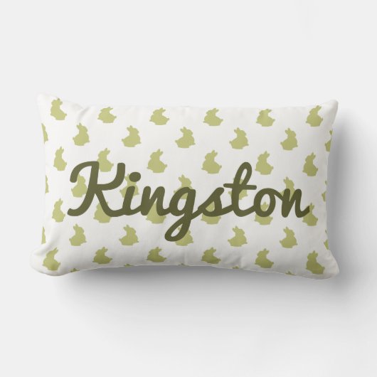 Coussin Rectangle Pépinière de lapin blanc et d'olive (Recto)