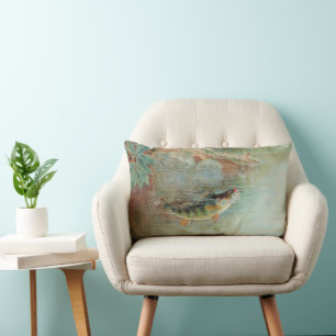 Coussin Rectangle Perche jaune par S.A. Kilbourne, Poisson Vintage