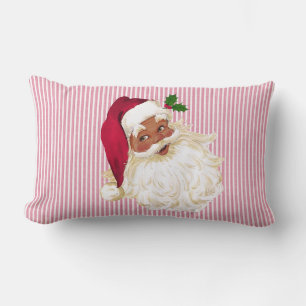 Coussin Rectangle Père Noël noir Cranberry Rouge et Blanc rayé