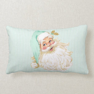 Coussin Rectangle Père Noël victorien vintage vert menthe neutre