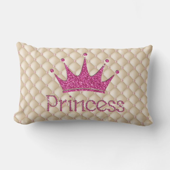 Coussin Rectangle Perles Charmantes Chic ,Diadème, Princesse,Paillet (Recto)
