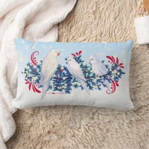 Coussin Rectangle Perroquets blancs de Noël