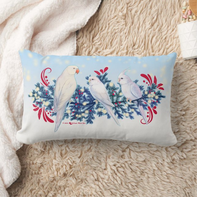 Coussin Rectangle Perroquets blancs de Noël (Couverture)