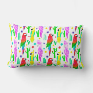 Coussin Rectangle Perroquets coloré sans couture motif dessiné à la