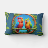 Coussin Rectangle Perroquets de bande dessinée colorés (Verso)