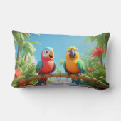 Coussin Rectangle Perroquets de dessin animé colorés (Verso)
