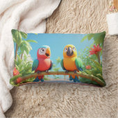 Coussin Rectangle Perroquets de dessin animé colorés (Couverture)
