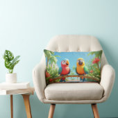 Coussin Rectangle Perroquets de dessin animé colorés (Chaise)