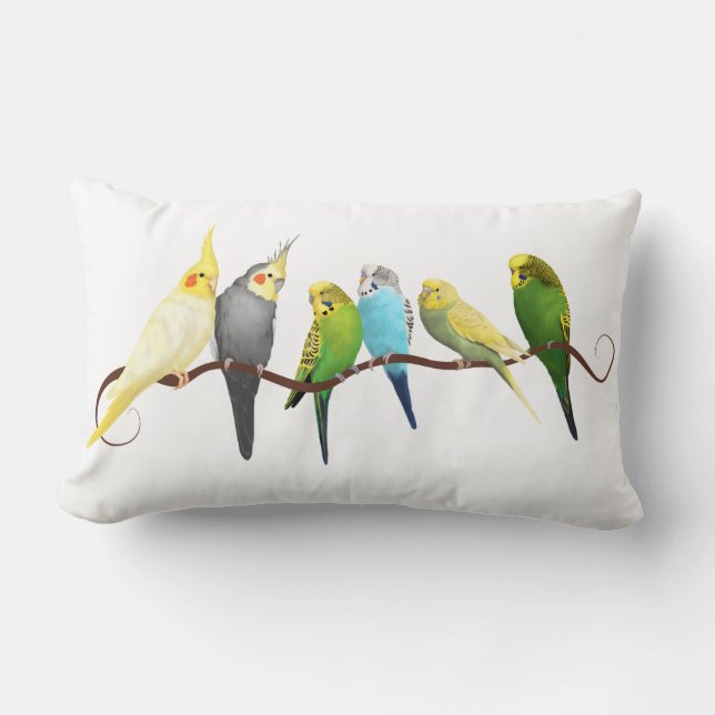 Coussin Rectangle Perruches et Cockatiels (Recto)