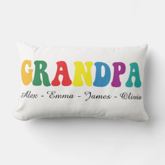 Coussin Rectangle Personalized Grandpa Gift with Grandkids’ Names