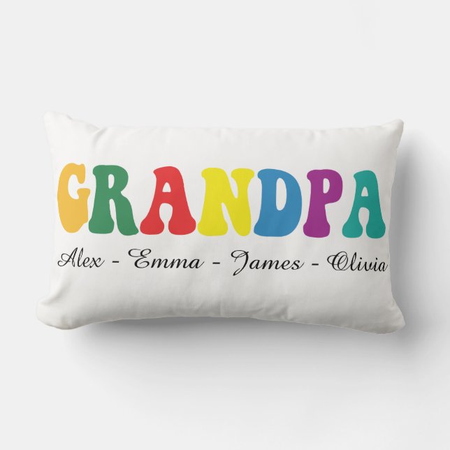 Coussin Rectangle Personalized Grandpa Gift with Grandkids’ Names (Recto)