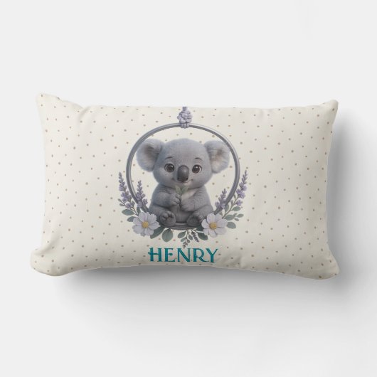 Coussin Rectangle Personalized Lumbar Baby Pillow – Baby Koala (Recto)