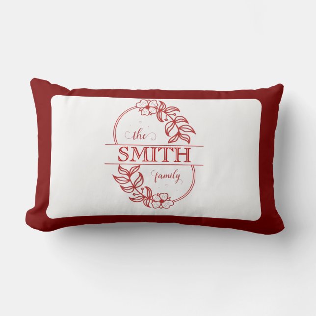 Coussin Rectangle  Personalized Modern Floral Family Name Monogram (Recto)