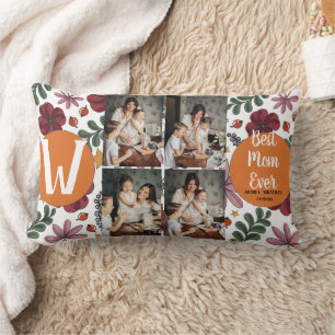 Coussin Rectangle Personalized mothers Day,photo collage floral gift