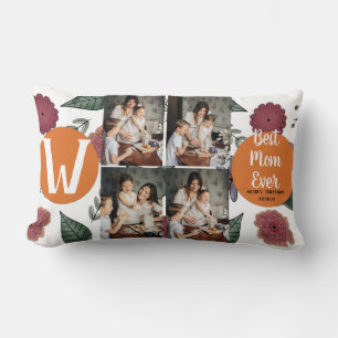 Coussin Rectangle Personalized mothers Day,photo collage floral gift
