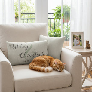 Coussin Rectangle Personalized Wedding Gift: Gray Farmhouse Throw