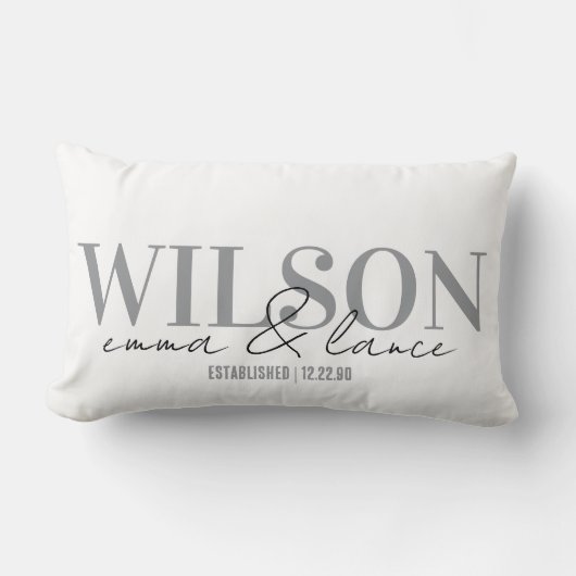 Coussin Rectangle Personalized Wedding Pillow, Names & Dates (Recto)
