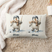 Coussin Rectangle Personalized Winter Penguin Hockey Kid (Couverture)