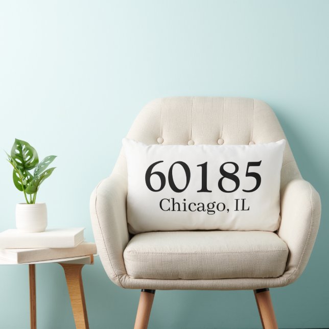 Coussin Rectangle Personalized Zip Code housewarming present         (Chaise)