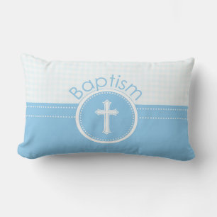 Coussin Rectangle Personnalisable, Enfant de Dieu bleu Baptême garço