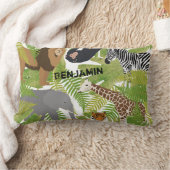 Coussin Rectangle Personnalisé Cute Jungle Animaux Safari Garçon | F (Couverture)