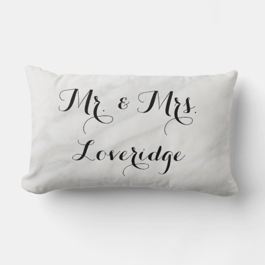 Coussin Rectangle Personnalisé M. et Mme Marbre Gris Blanc (Recto)