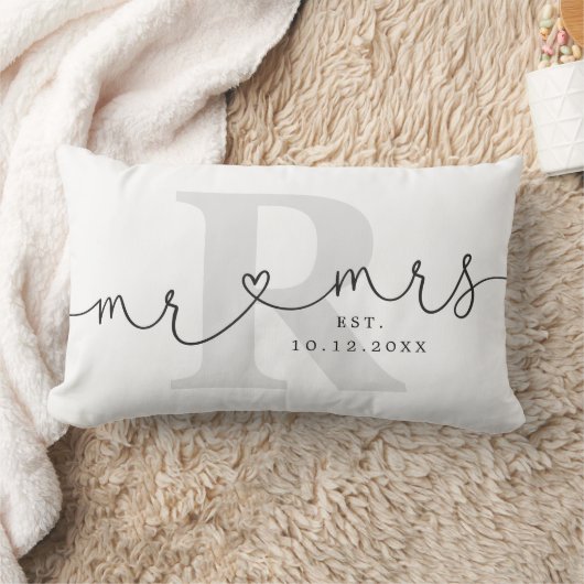 Coussin Rectangle Personnalisé M. Mme Monogram Mariage (Couverture)