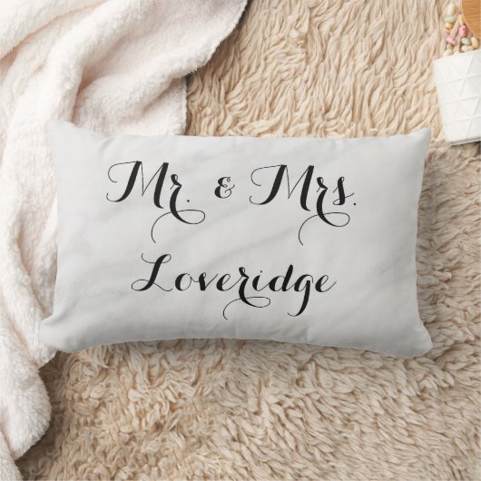 Coussin Rectangle Personnalisé M. & Mme White Grey Gris Marbre (Couverture)