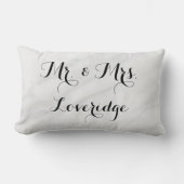 Coussin Rectangle Personnalisé M. & Mme White Grey Gris Marbre (Recto)