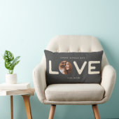 Coussin Rectangle Personnalisé Moderne Photo LOVE Valentines Couple (Chaise)
