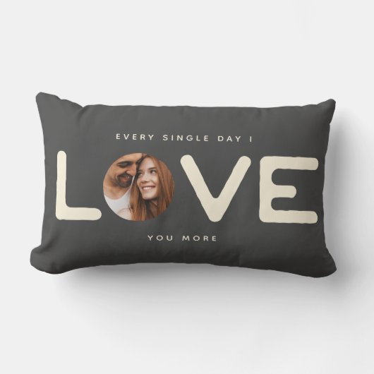Coussin Rectangle Personnalisé Moderne Photo LOVE Valentines Couple (Recto)