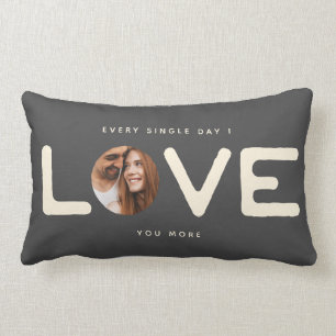 Coussin Rectangle Personnalisé Moderne Photo LOVE Valentines Couple 