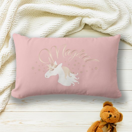 Coussin Rectangle Personnalisé Rose moderne Magique Unicorn Enfants