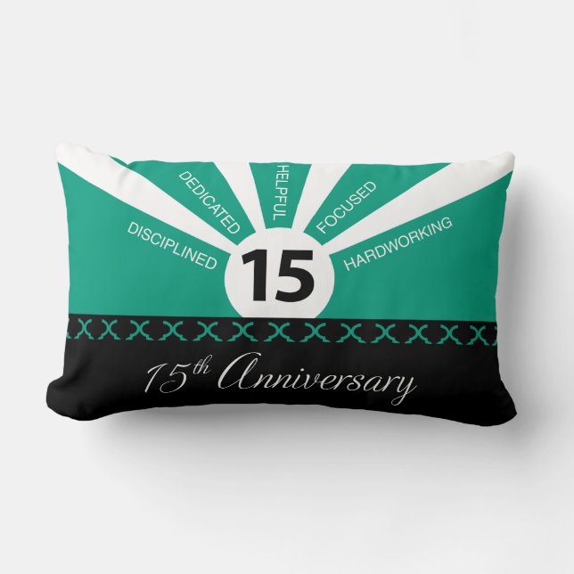 Coussin Rectangle Personnaliser, 15e anniversaire d'entreprise de l' (Recto)