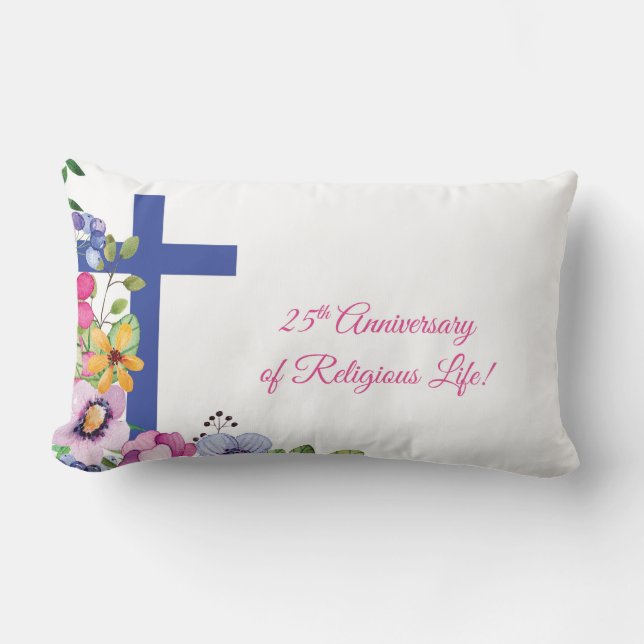 Coussin Rectangle Personnaliser, 25e anniversaire Nun vie religieuse (Recto)