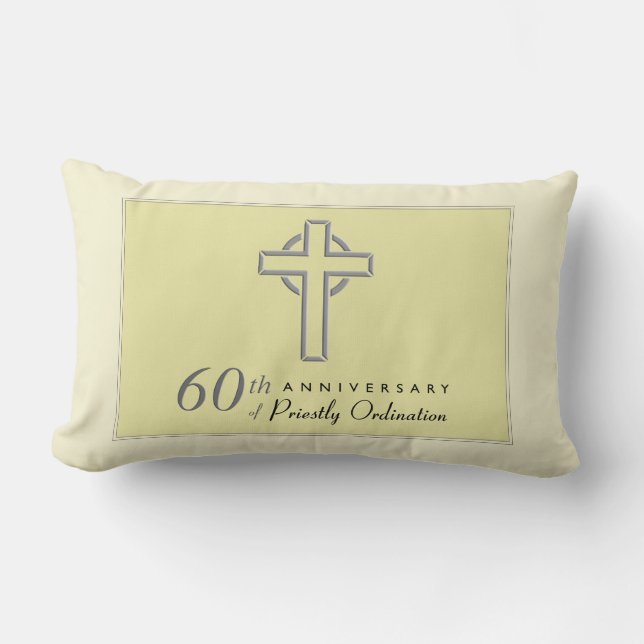 Coussin Rectangle Personnaliser, 60e anniversaire du prêtre Embossé (Recto)