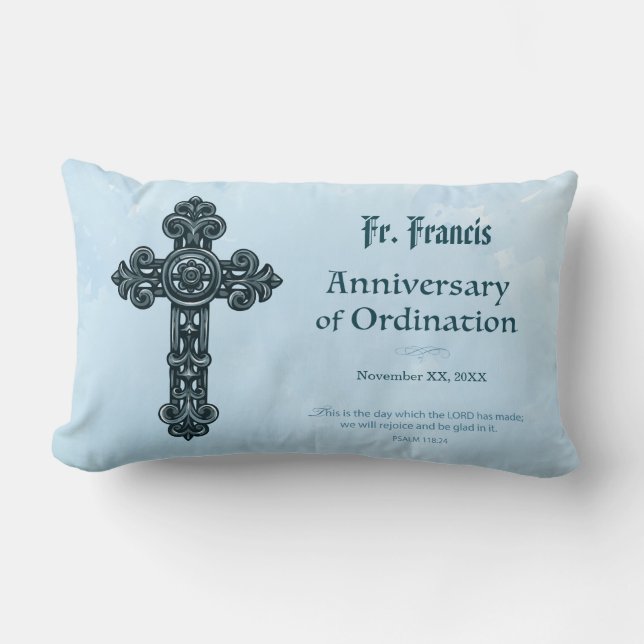 Coussin Rectangle Personnaliser, anniversaire d'ordination prêtre, c (Recto)