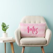 Coussin Rectangle Personnaliser avec le nom Mme Preppy Pink Stripes (Chaise)