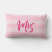 Coussin Rectangle Personnaliser avec le nom Mme Rayures Rose Élégant (Verso)