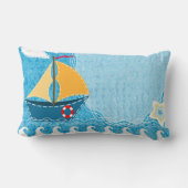 Coussin Rectangle Personnaliser Bright Yellow Sun Blue Sail Boat (Verso)