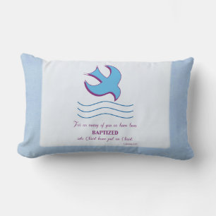 Coussin Rectangle Personnaliser, Colombe de baptême adulte sur fond