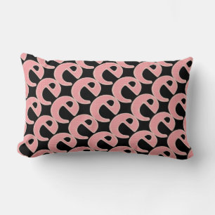 Coussin Rectangle Personnaliser de rose de monogramme de lettre d'E