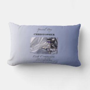 Coussin Rectangle Personnaliser, Garçon, Première communion bleue