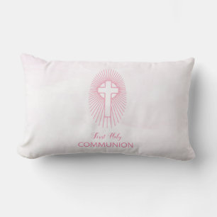 Coussin Rectangle Personnaliser, Pink First Holy Communion hôte