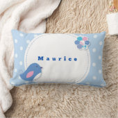 Coussin Rectangle Personnaliser Polka Bleu Blanc Point Oiseau Fleur (Couverture)