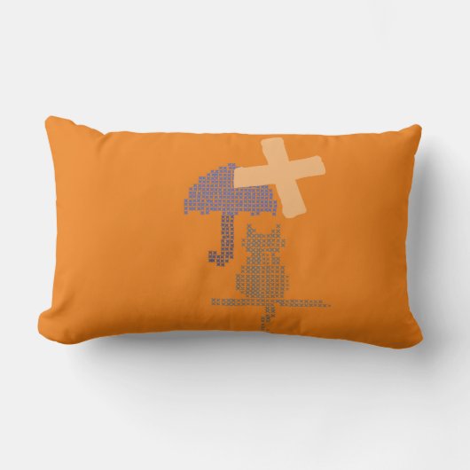 Coussin Rectangle Petit chat Parapluie Nursery Enfants Monogramme (Recto)