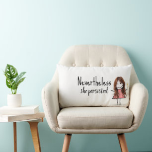 Coussin Rectangle Petite chatte fille en En vichy robe avec citation