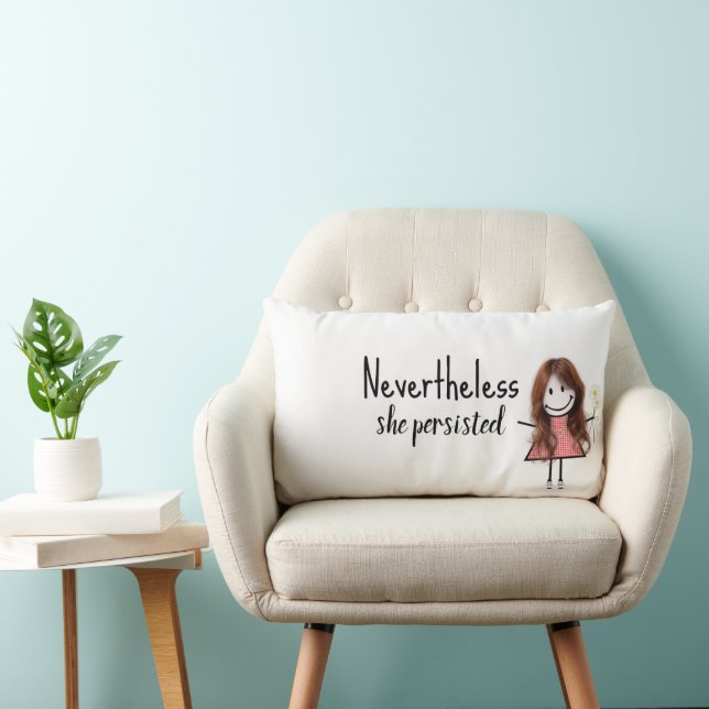 Coussin Rectangle Petite chatte fille en En vichy robe avec citation (Chaise)